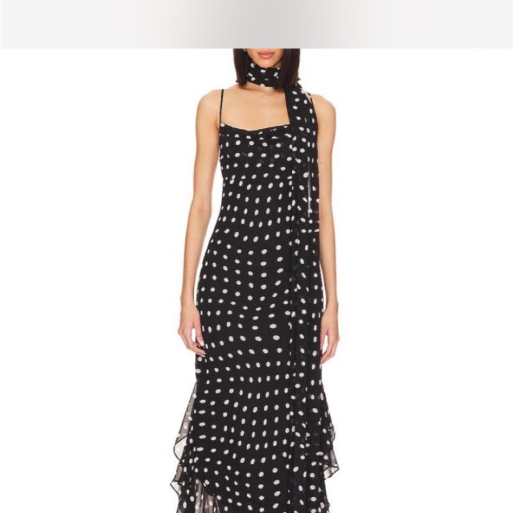 LPA black and cream polka dot maxi dress